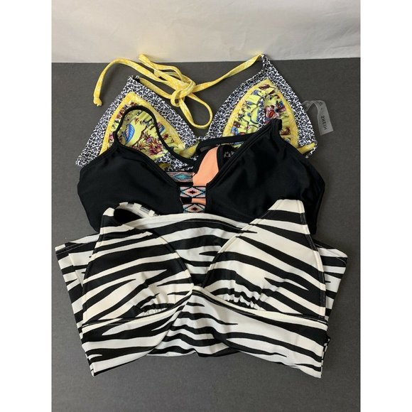 Victoria's Secret Other - Victoria’s Secret Tankini Top Size Small Lot Bundle Stripes Yellow Ruffles Triba